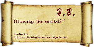 Hlavaty Bereniké névjegykártya